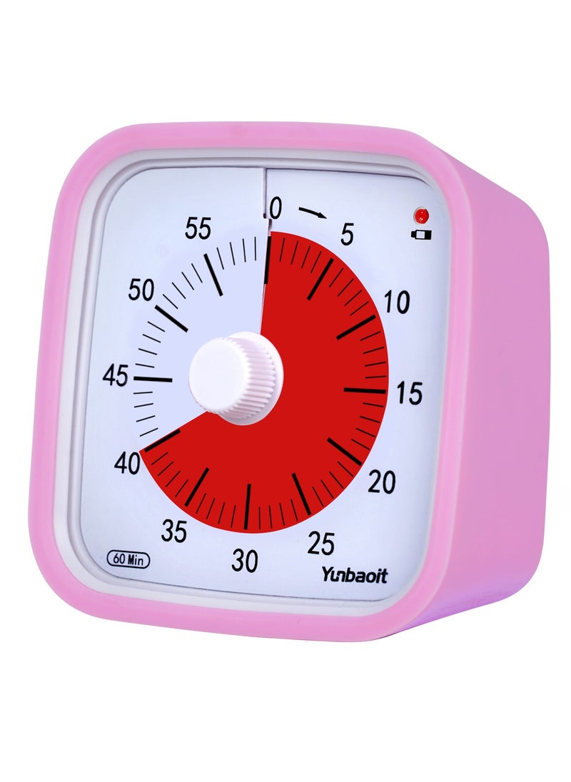 Cross-border children student learning time manager mute mechanical kitchen timer visual timer alarm clock BT01-pink red film