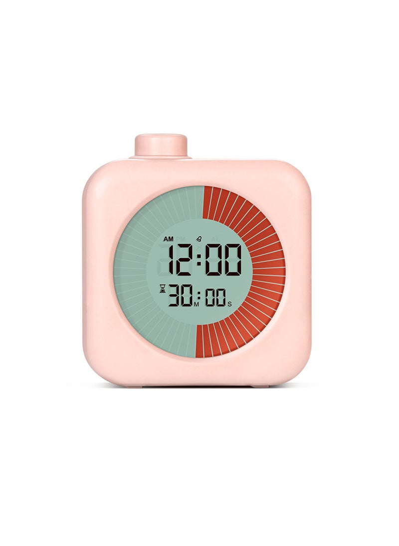 Sleek Silent Timer with Clock Alarm for Students Pink