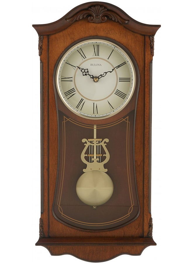 Bulova Clocks C3542 Cranbrook Wall Mount Analog Wooden Chiming Clock, Brown