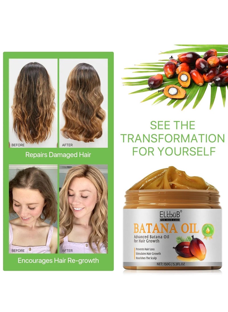 150g Natural Batana Oil Hair Butter Raw Batana Oil for Hair Growth Batana Oil Enhance Hair Strength Prevent Hair Loss Repair Splitting Drying Hair Growth Oil Organic Batana Hair Oil