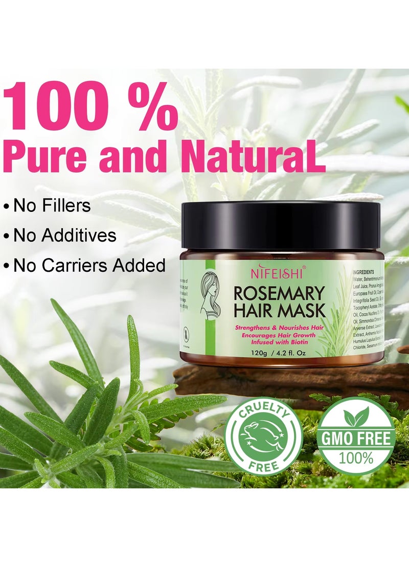 120g Rosemary Hair Mask for Hair Growth for Longer Silky Smooth Shiny Healthier Hair Strengthens Nourishes Hair Encourages Hair Growth with Rosemary and Biotin Rosemary Hair Oil Hair Mask