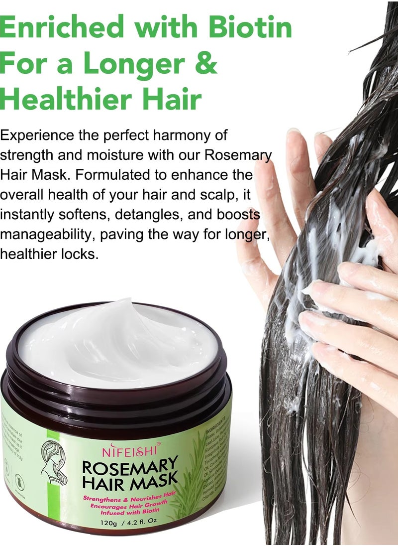 120g Rosemary Hair Mask for Hair Growth for Longer Silky Smooth Shiny Healthier Hair Strengthens Nourishes Hair Encourages Hair Growth with Rosemary and Biotin Rosemary Hair Oil Hair Mask