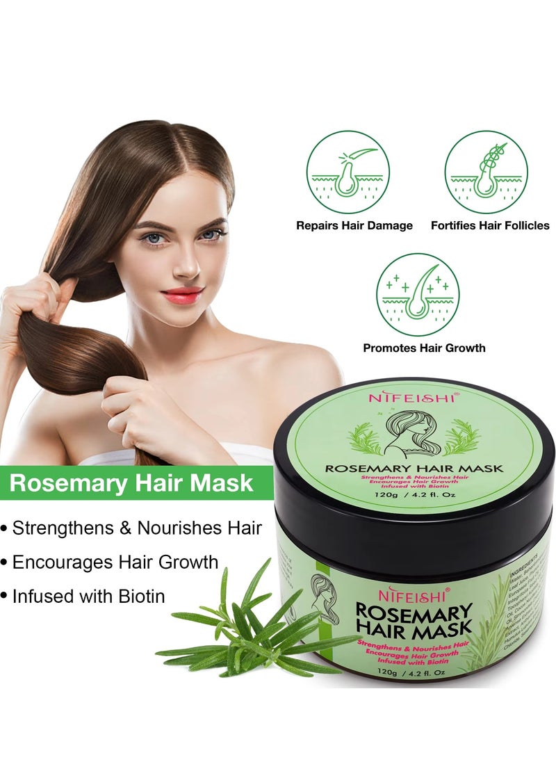 120g Rosemary Hair Mask for Hair Growth for Longer Silky Smooth Shiny Healthier Hair Strengthens Nourishes Hair Encourages Hair Growth with Rosemary and Biotin Rosemary Hair Oil Hair Mask