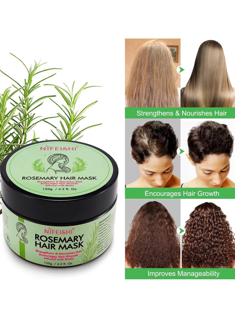 120g Rosemary Hair Mask for Hair Growth for Longer Silky Smooth Shiny Healthier Hair Strengthens Nourishes Hair Encourages Hair Growth with Rosemary and Biotin Rosemary Hair Oil Hair Mask