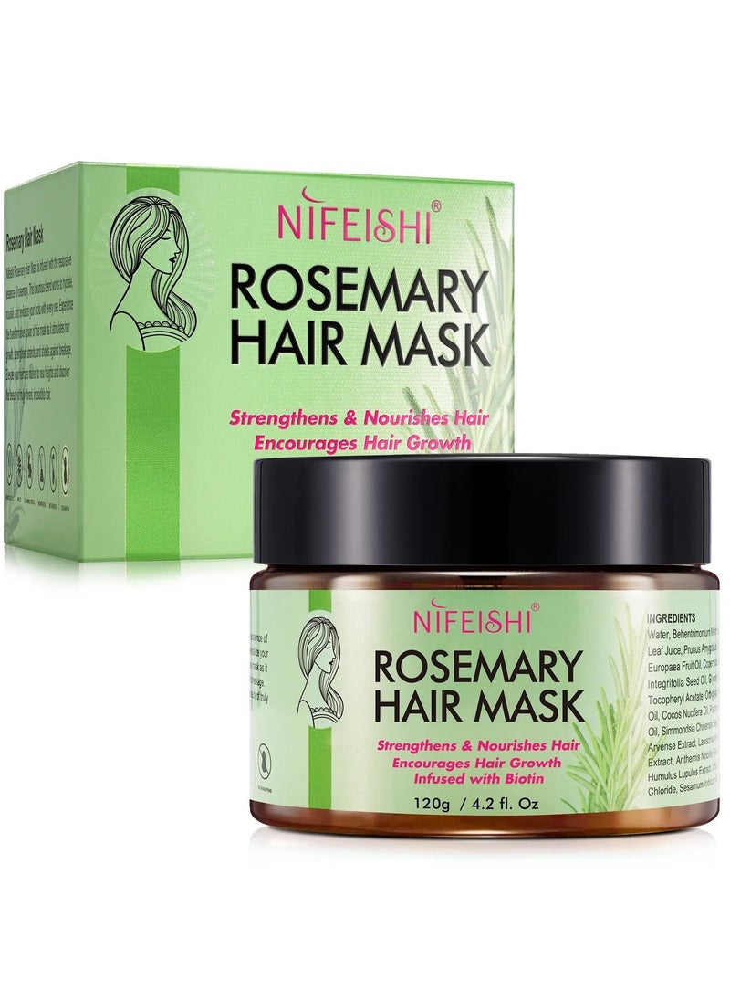 120g Rosemary Hair Mask for Hair Growth for Longer Silky Smooth Shiny Healthier Hair Strengthens Nourishes Hair Encourages Hair Growth with Rosemary and Biotin Rosemary Hair Oil Hair Mask