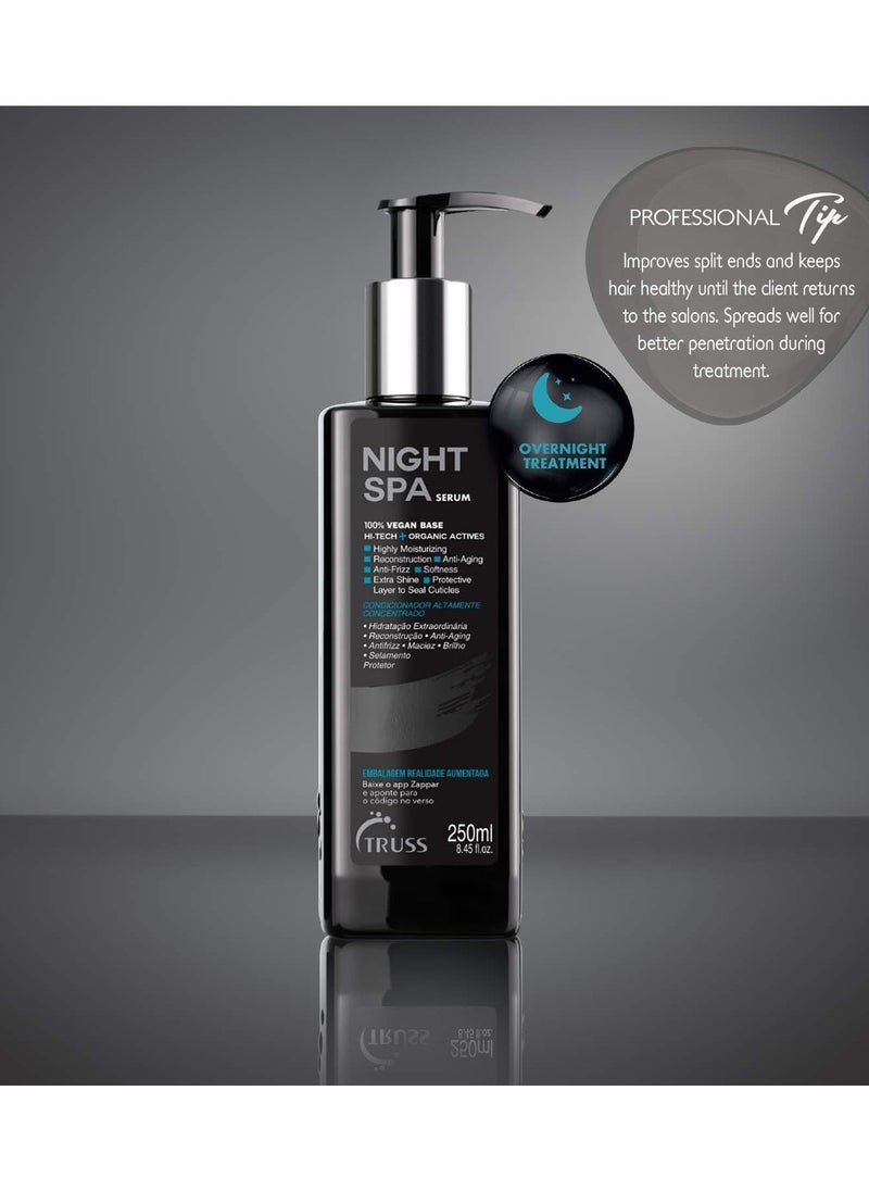 Truss Night Spa Serum - Intensive Hair Repair Leave-In Treatment (250ml) - Overnight Hydration & Frizz Control - Smooths & Strengthens Damaged Hair - Professional Salon Formula