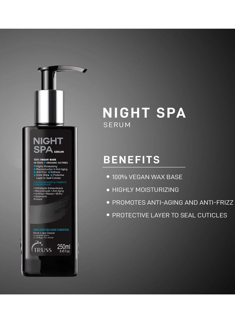 Truss Night Spa Serum - Intensive Hair Repair Leave-In Treatment (250ml) - Overnight Hydration & Frizz Control - Smooths & Strengthens Damaged Hair - Professional Salon Formula