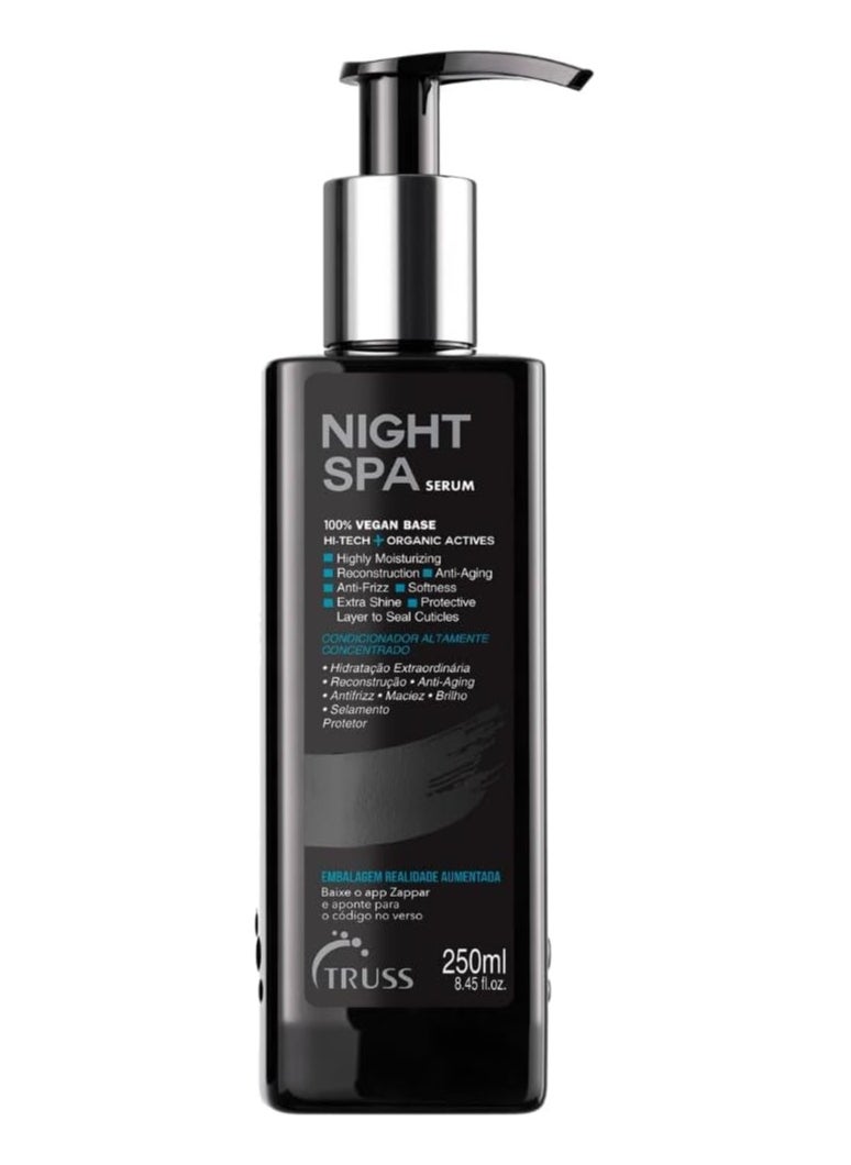 Truss Night Spa Serum - Intensive Hair Repair Leave-In Treatment (250ml) - Overnight Hydration & Frizz Control - Smooths & Strengthens Damaged Hair - Professional Salon Formula