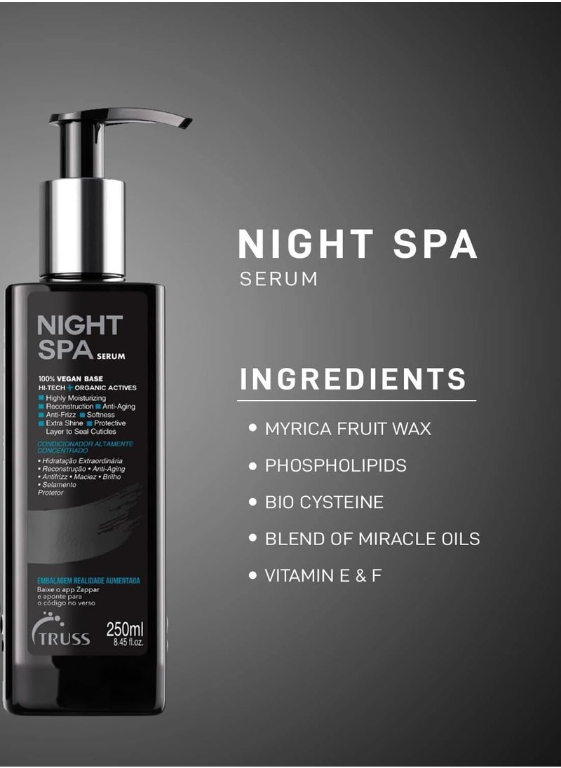 Truss Night Spa Serum - Intensive Hair Repair Leave-In Treatment (250ml) - Overnight Hydration & Frizz Control - Smooths & Strengthens Damaged Hair - Professional Salon Formula