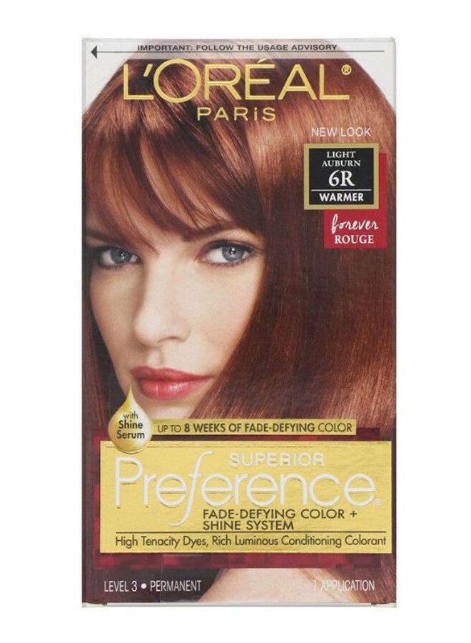 Superior Preference Fade-Defying Shine Permanent Hair Colour 6R Warmer Light Auburn