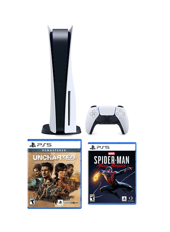 Playstation 5 (Cd Version) + Uncharted Legacy Of Thieves Collection Ps5 + Marvel'S Spider-Man Miles Morales PS5