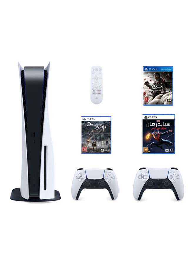 PlayStation 5 Console With Extra Controller, Media Remote And 3 Games (Ghost of Tushima, Spider-Man: Miles Morales, and Demon's Souls)