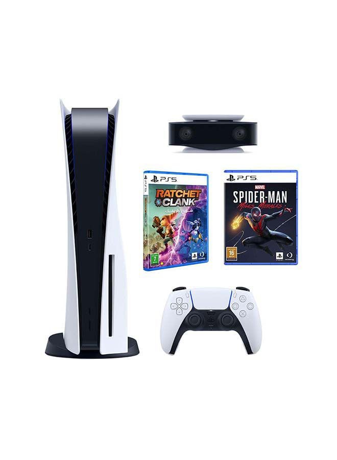 PlayStation 5 Console (Disc Version) With PS5 HD Camera , Ratchet And Clank And Spider-Man: Miles Morales