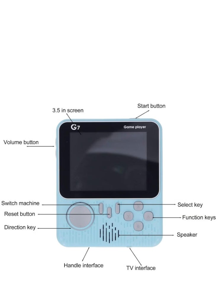 G7 Handheld Game Console for Kid Children, New Portable 3.5 Inch Screen Built in 666 Classic Retro Video Games Console Single Player Lightweight Gaming Device Support for Connecting TV