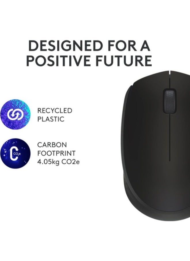 M171 Wireless Mouse for PC, Mac, Laptop, 2.4 GHz, Optical Tracking, 12-Months Battery Life, Ambidextrous-Black