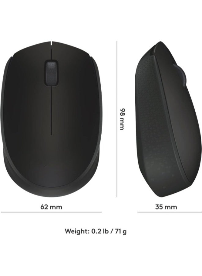 M171 Wireless Mouse for PC, Mac, Laptop, 2.4 GHz, Optical Tracking, 12-Months Battery Life, Ambidextrous-Black