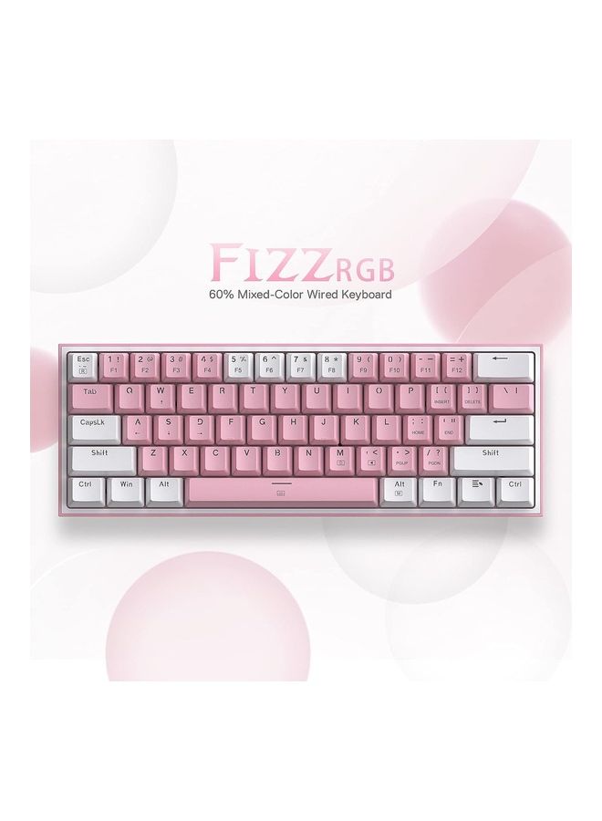 K617 FIZZ 60% Wired RGB Gaming Keyboard, 61 Keys Compact Mechanical Keyboard w/ White & Pink Mixed-Colored Keycaps, Linear Red Switch, Pro Driver Support