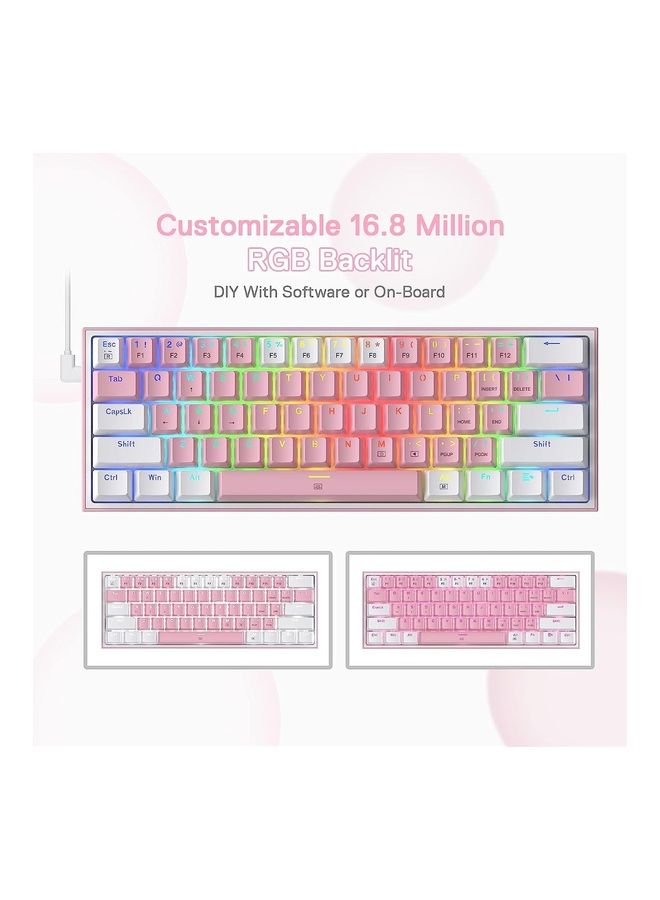 K617 FIZZ 60% Wired RGB Gaming Keyboard, 61 Keys Compact Mechanical Keyboard w/ White & Pink Mixed-Colored Keycaps, Linear Red Switch, Pro Driver Support