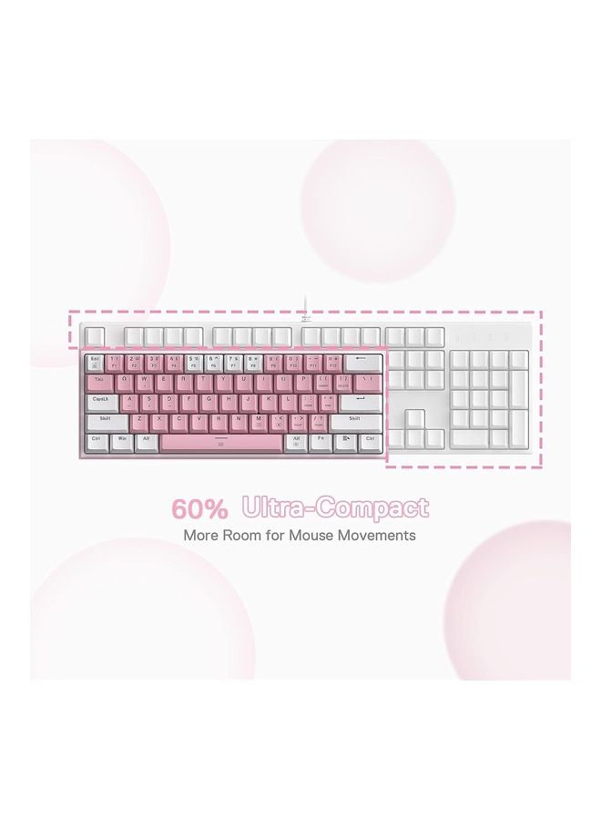 K617 FIZZ 60% Wired RGB Gaming Keyboard, 61 Keys Compact Mechanical Keyboard w/ White & Pink Mixed-Colored Keycaps, Linear Red Switch, Pro Driver Support