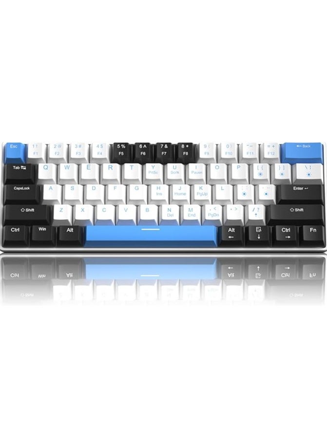 60% Mechanical Gaming Keyboard,Mixed Color Keycaps Gaming Keyboard with Brown Switches, Detachable Type-C Cable Mini Keyboard with Blue LED Light for PC/Laptop