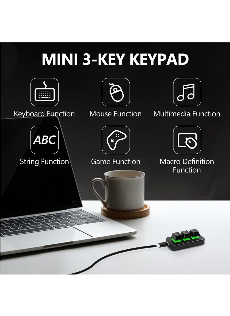 Mechanical Gaming Keyboard 3 Key Mini Keypad Customize Programmable Macro Keyboard OSU Keypad One Key Control Combo with RGB Backlit for PC Video Game Office Work Sheet Music,HID