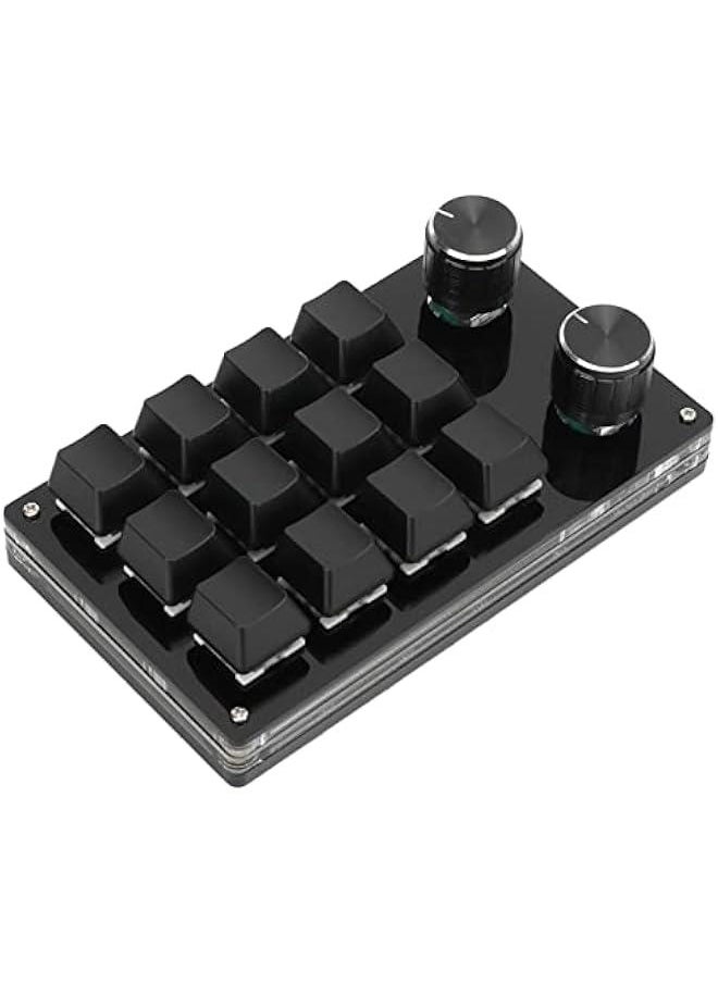 One Handed Mechanical Keyboard 12 Key RGB Gaming Keyboard DIY Programmable Keypad for Office Gaming Lab(Full Black)