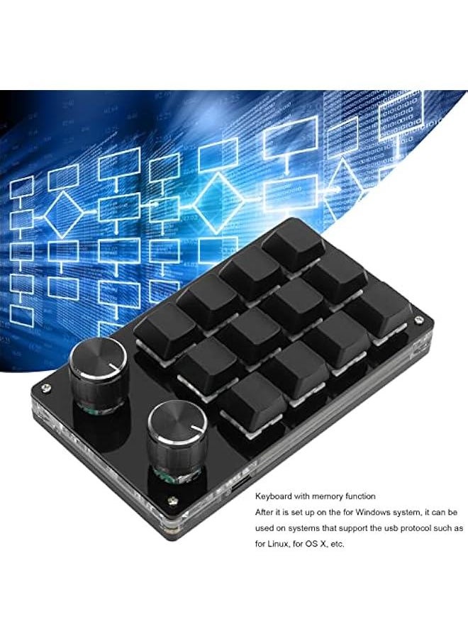 One Handed Mechanical Keyboard 12 Key RGB Gaming Keyboard DIY Programmable Keypad for Office Gaming Lab(Full Black)