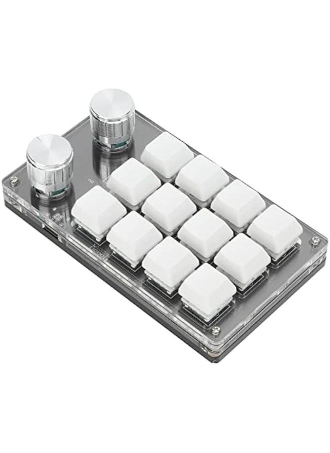 One Handed Mechanical Keyboard 12 Key RGB Gaming Keyboard DIY Programmable Keypad for Office Gaming Lab(Black White)