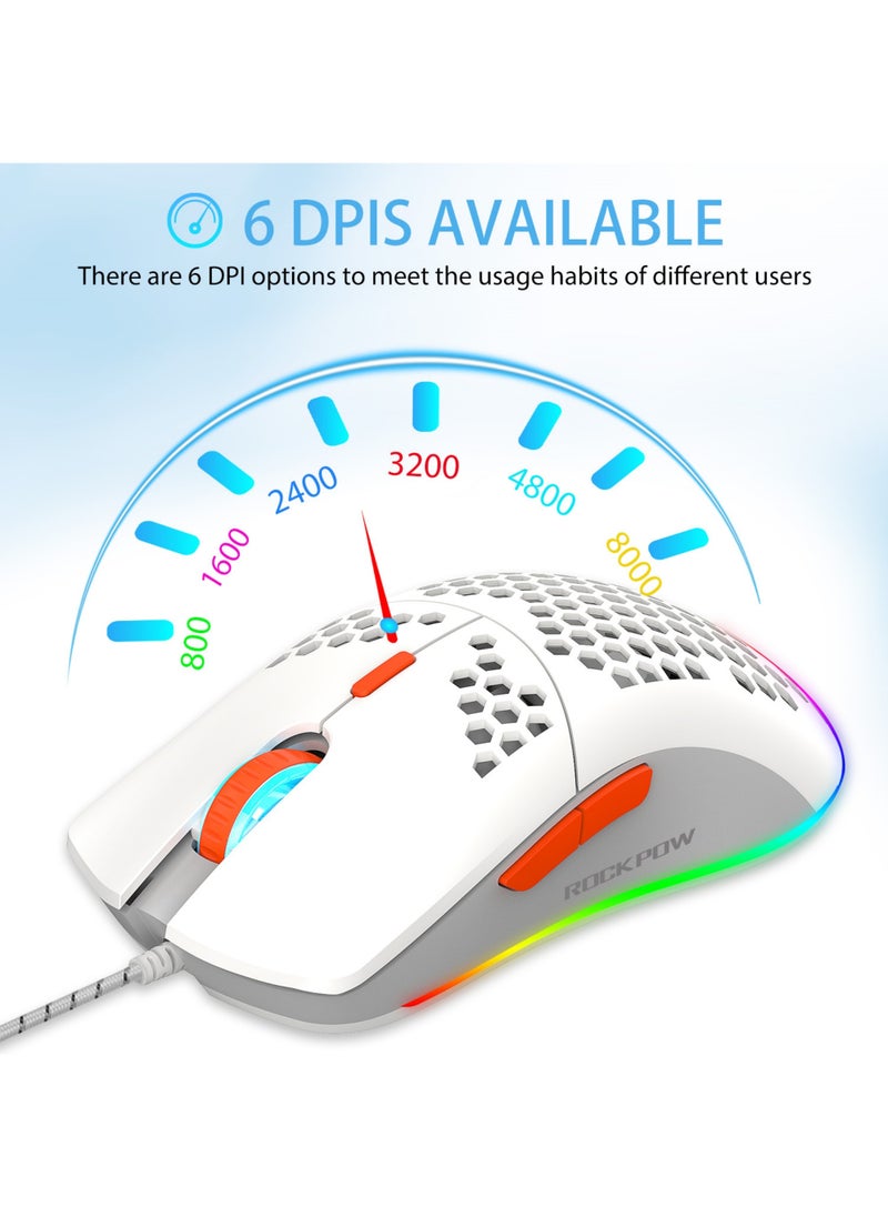 Arabic 60% Wired Gaming Keyboard Mouse Combo,RGB Gaming Mice Ergonomic Ultralight 8000DPI Optical Sensor,61 Keys RGB Backlit Gaming Keyboard,Ultra-Compact Mini Waterproof Keyboard for PC Computer Gamer