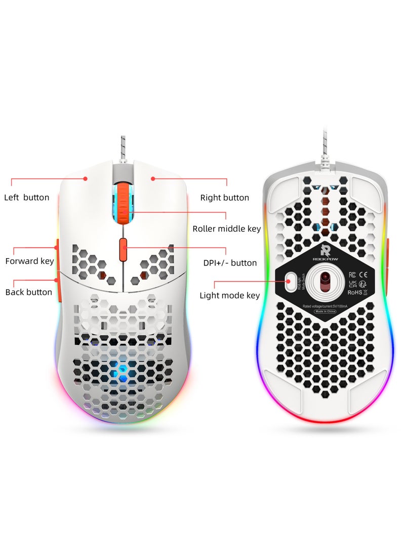 Arabic 60% Wired Gaming Keyboard Mouse Combo,RGB Gaming Mice Ergonomic Ultralight 8000DPI Optical Sensor,61 Keys RGB Backlit Gaming Keyboard,Ultra-Compact Mini Waterproof Keyboard for PC Computer Gamer