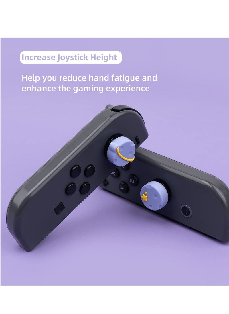 Thumb Grip Caps Compatible with Nintendo Switch / OLED / Switch Lite ,Soft Silicone Joystick Rocker Cover,4PCS (Purple Happy Planet Pattern)