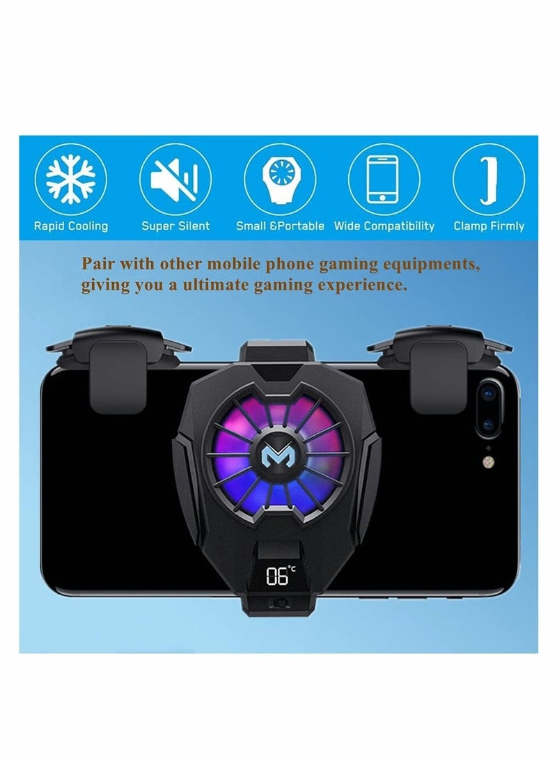 Mobile Phone Cooler, Semi Conductor Heatsink Cellphone Cooling Fan for Gaming/Video Live/Vlog, Support 65-85mm Wide Smartphone Black Mobile Radiator Cooler