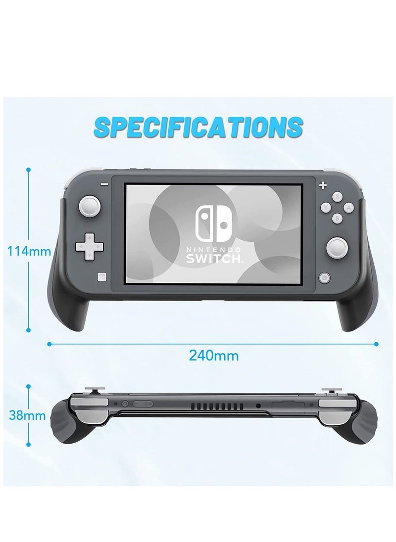 Hand Grip Compatible with Nintendo Switch Lite, Ergonomic Comfort Handheld Protective Case Portable Cover Accessories for Nintendo Switch Lite with 2 Glass Screen Protectors and Thumb Caps