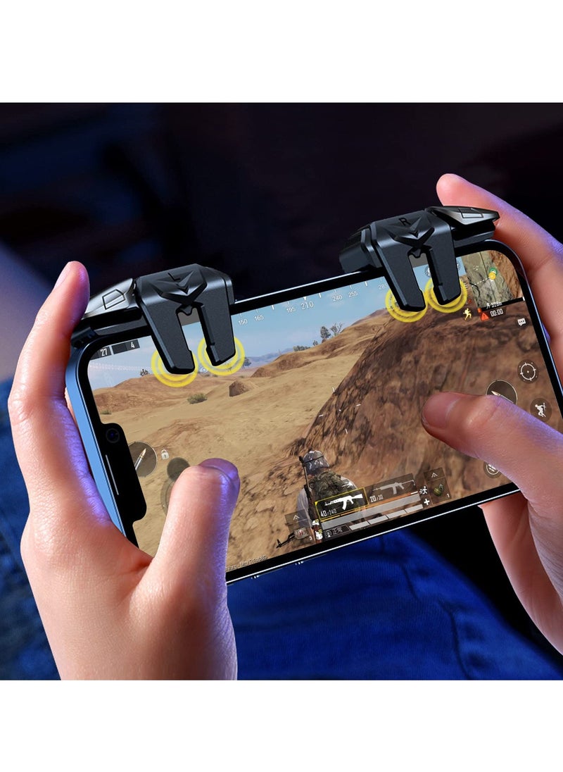 Game Trigger 2024 Upgrade Version PUBG Mobile Trigger Game Controller 6 Finger Trigger Sensitive Shoot Compatible with iPhone and Android Most Phones Support COD PUBG ROS and more