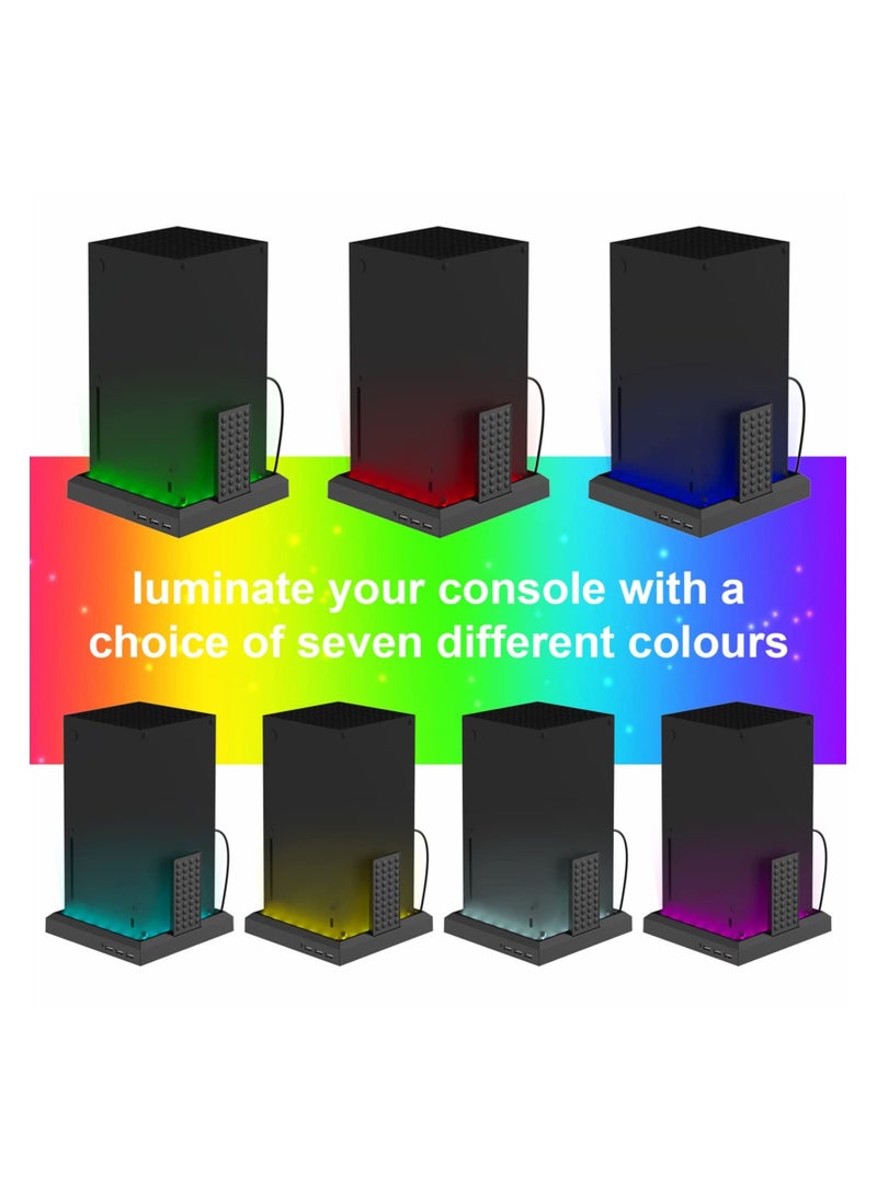 Game Console Charging Base, RGB Colorful Light Organization, Compatible with Xbox, Series X/S Black, Charging Station Dock, Safe Gamepad Console Charging Dock Charging Base with RGB LED Light