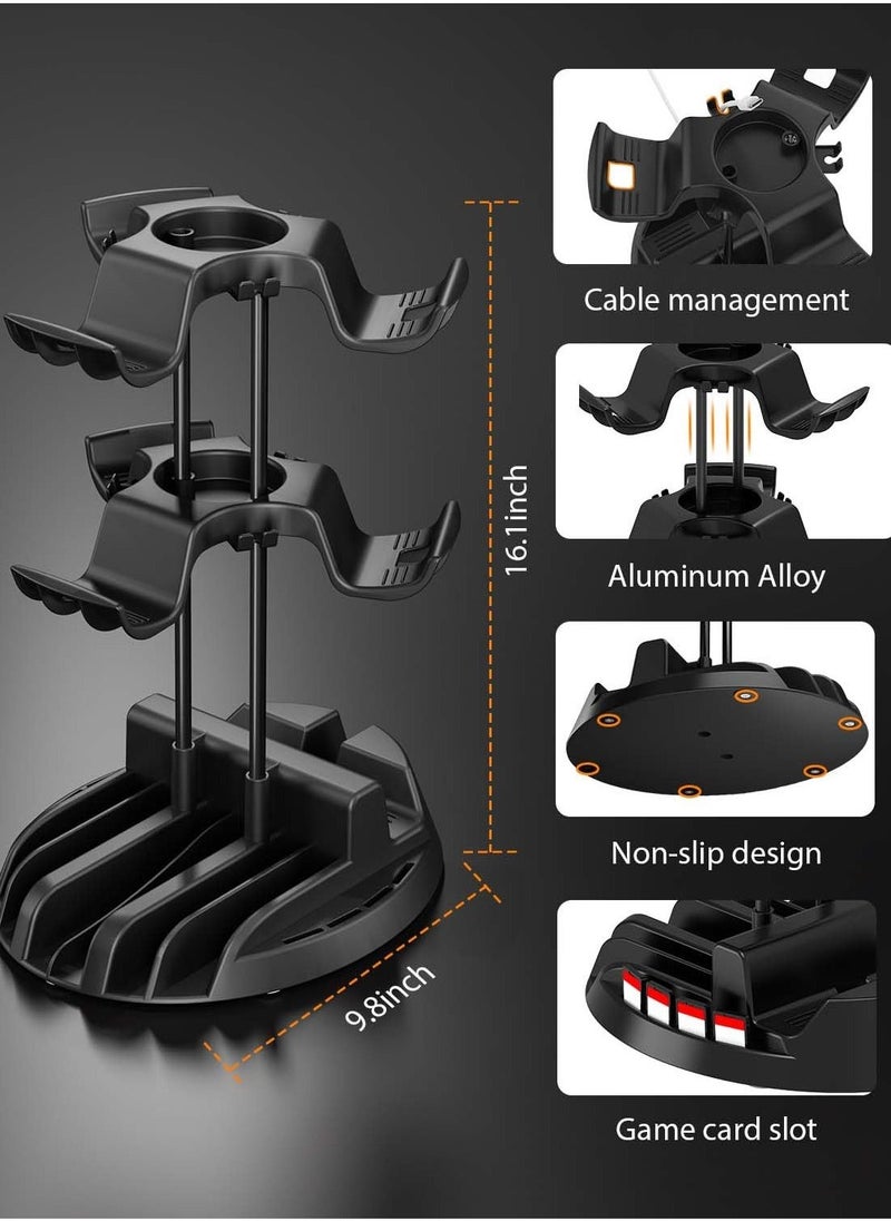 Controller Holder with Organizer Base, 2-Tier Desk Gaming Controller and Headset Stand with Cable Organizer, Compatible with Xbox, PS4, PS5, Switch Pro Controller Gaming Accessories