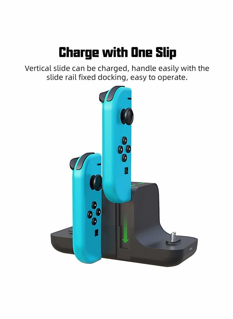 Charging Dock Stand for Nintendo Switch Joy-Con, 6 in 1 Type-C USB 2.0 Switch Charging Dock Stand for Joy-Con Controllers, Portable LED Display Charger Docking for Switch, Support Play While Charging