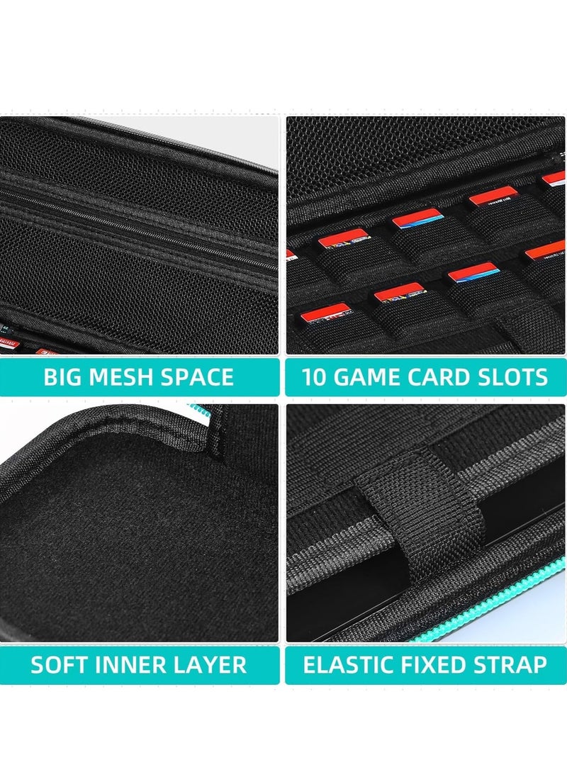 Travel Case For Nintendo Switch/OLED Hard Switch Carrying Case with 10 Game Card Slots Compatible With Switch Controller Consoles And Accessories