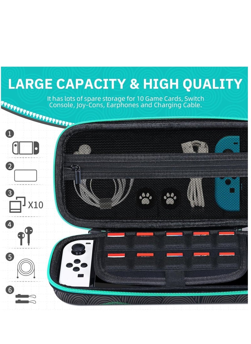 Travel Case For Nintendo Switch/OLED Hard Switch Carrying Case with 10 Game Card Slots Compatible With Switch Controller Consoles And Accessories