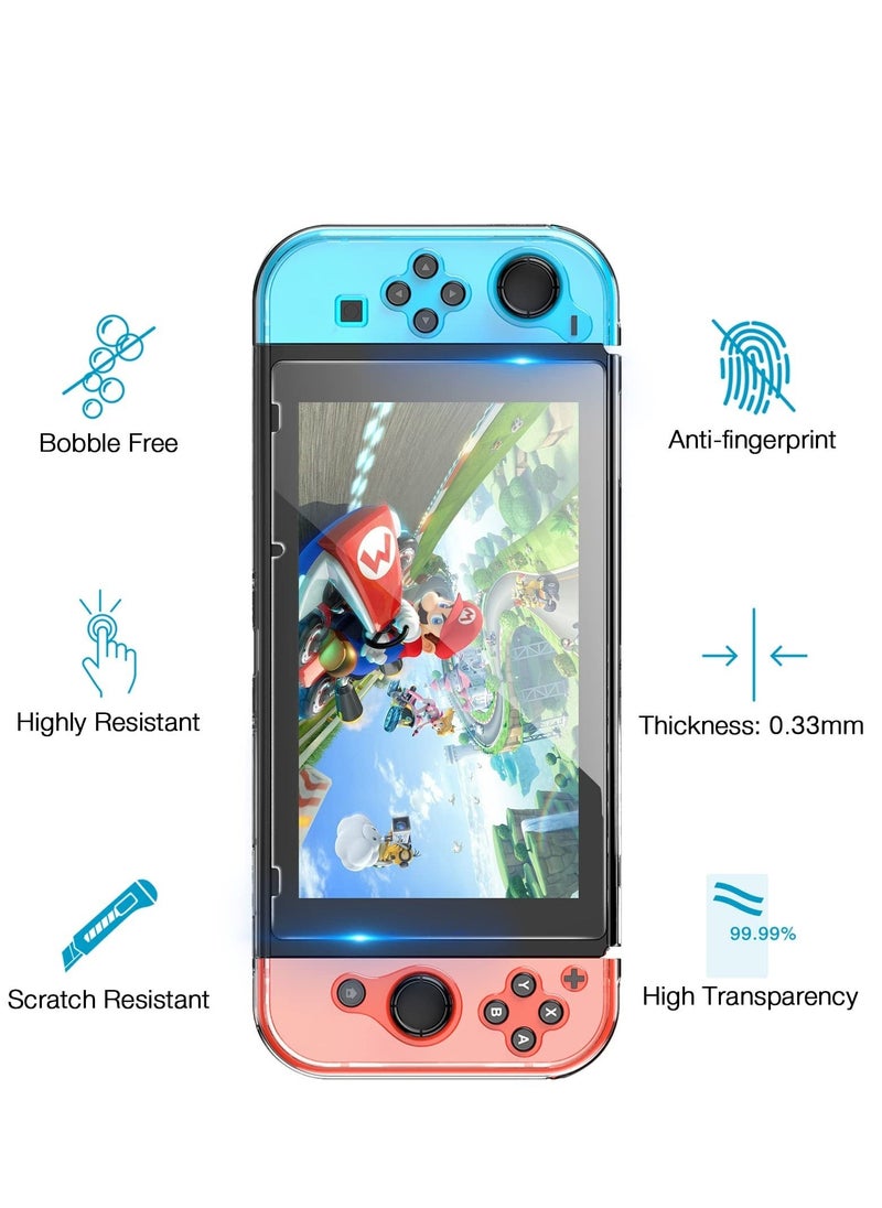 Switch Case Compatible with Fit for Nintendo Switch 9 in 1 Accessories kit with Carrying Case, Dockable Protective Case HD Screen Protector and 6pcs Thumb Grips Caps