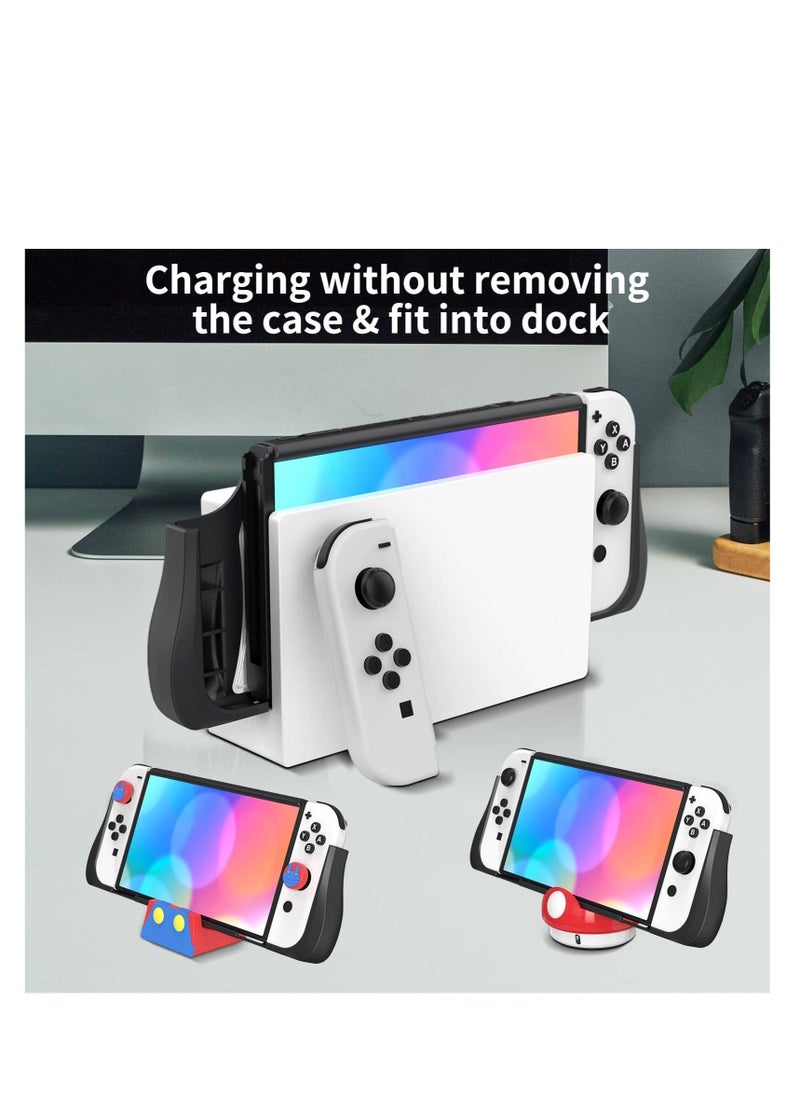 Switch OLED Case Compatible with Nintendo Switch OLED, Dockable Case for Nintendo Switch OLED, Unique Upgraded Designed, Comfortable & Ergonomic TPU Grip Case for Joy-Con Controller