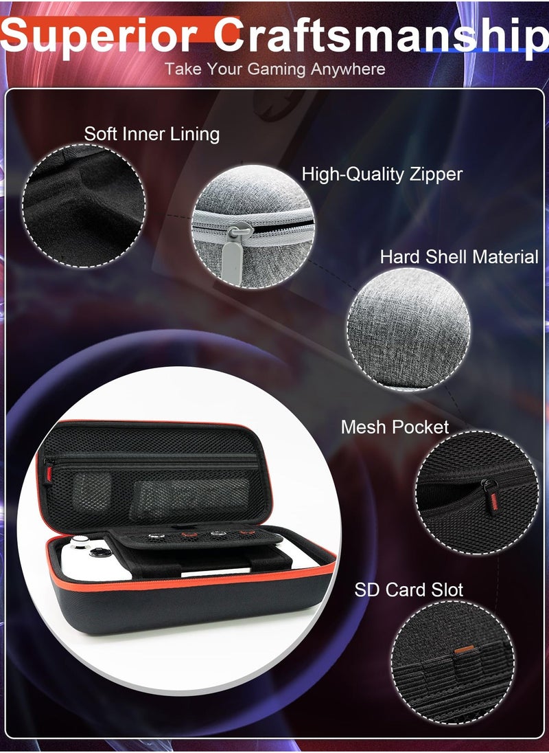 Carrying Case for ROG Ally With Bracket Double Layer Zipper with Compartments Bright Hard Velvet Anti-Scratch Inner Layer Dustproof Dropproof Protection and Convenience for ROG Ally Black