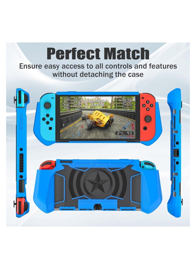 Dockable Case Compatible for Nintendo Switch OLED 2021 TPU Grip Protective Cover Case Ultralight Shockproof Protective Cover Ergonomic Grip Case for Switch Console