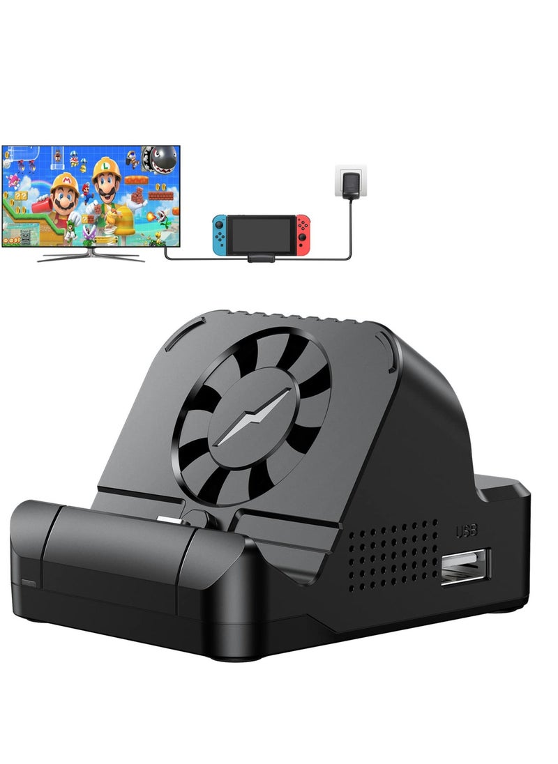 TV Docking Station for Switch, Portable for Switch Dock / NS PD Protocol Avoids Brick Cooling Fan USB 3.0 Port