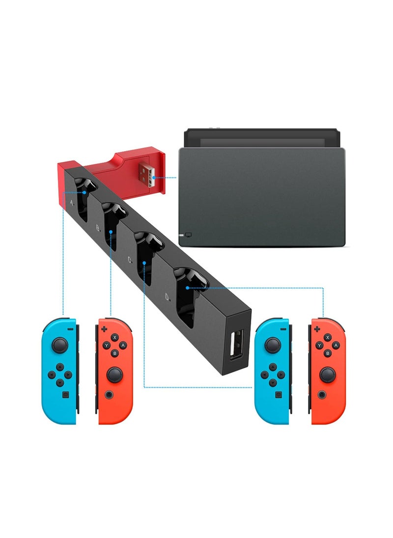 Joy-Con Charger for Nintendo Switch OLED Model, Charging Dock Compatible with Joy Con Charger for Switch & OLED Model Version, USB Charging Dock Station Stand with Indicator - Black