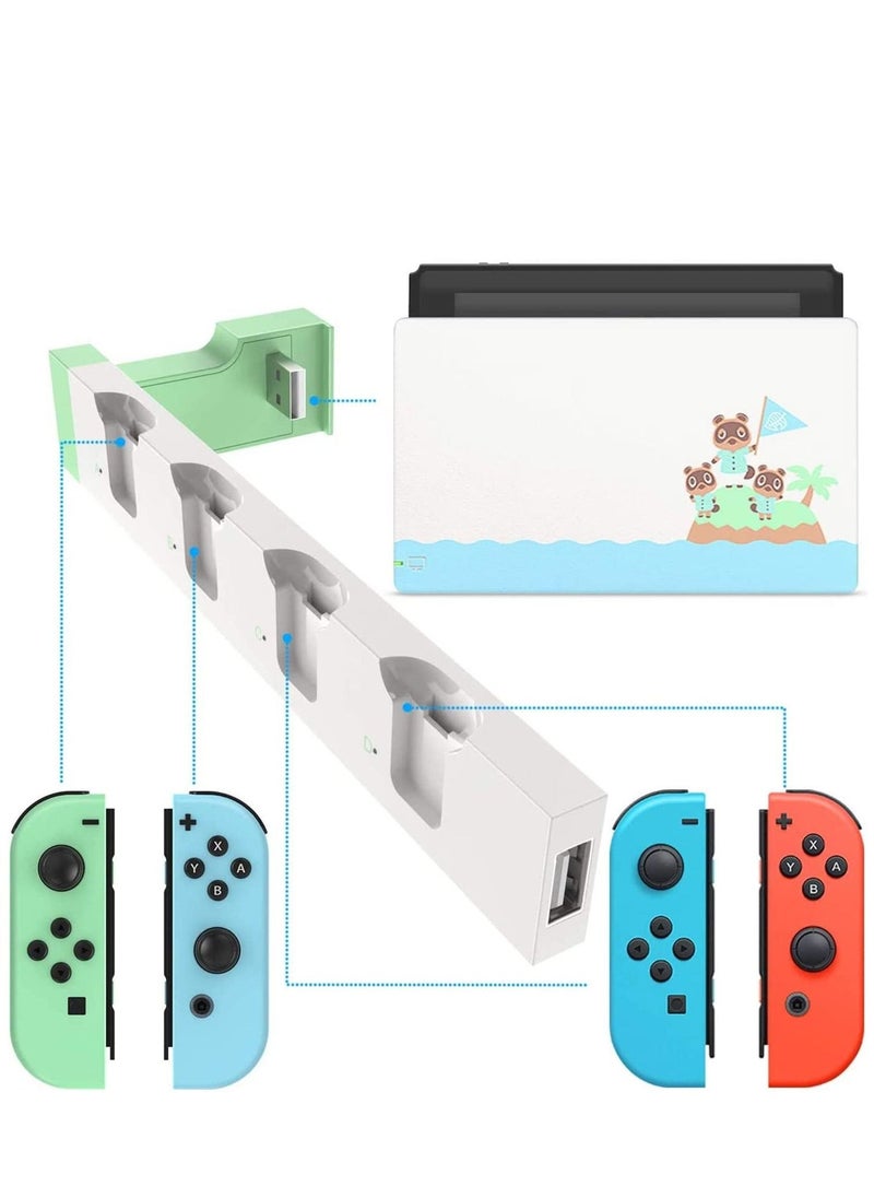 Controller Charger Compatible forJoy-Con, for Switch & OLED Model Version, Joy-Con for Nintendo Model, USB Charging Dock Station Stand with Indicator - White