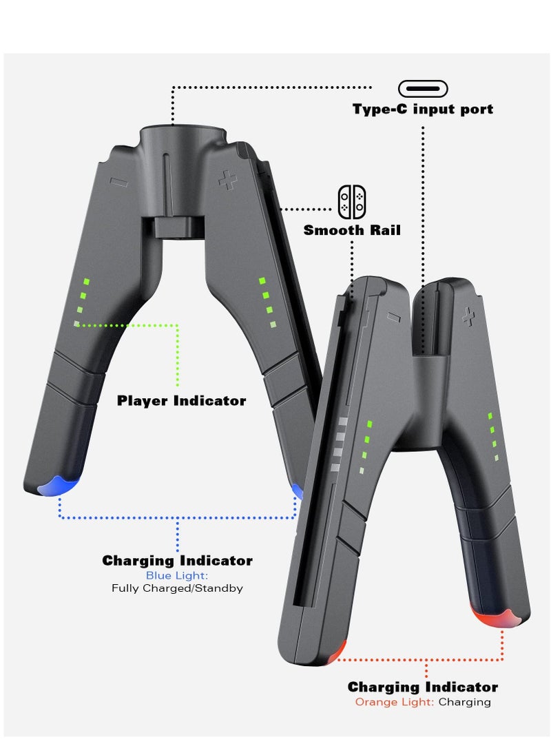 4 in 1 Joycon Charger Grip for Nintendo Switch / OLED, Joy-Con Charging / Comfort Grip / Storage, Controller Holder for Switch Joycon / 3rd Party Joypad