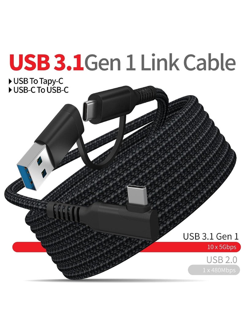 Link Cable for Oculus Quest 2 19 FT  2 in 1 High Speed PC Data Transfer Link Cable Fast Charging USB 3.1 Gen2 to USB C Cable for Virtual Reality Headset and PC Gaming Black Woven