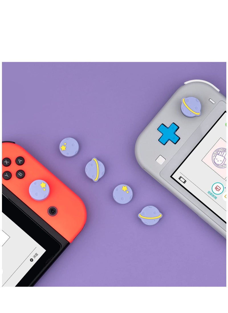 Thumb Grip Caps Compatible with Nintendo Switch / OLED / Switch Lite ,Soft Silicone Joystick Rocker Cover,4PCS (Purple Happy Planet Pattern)