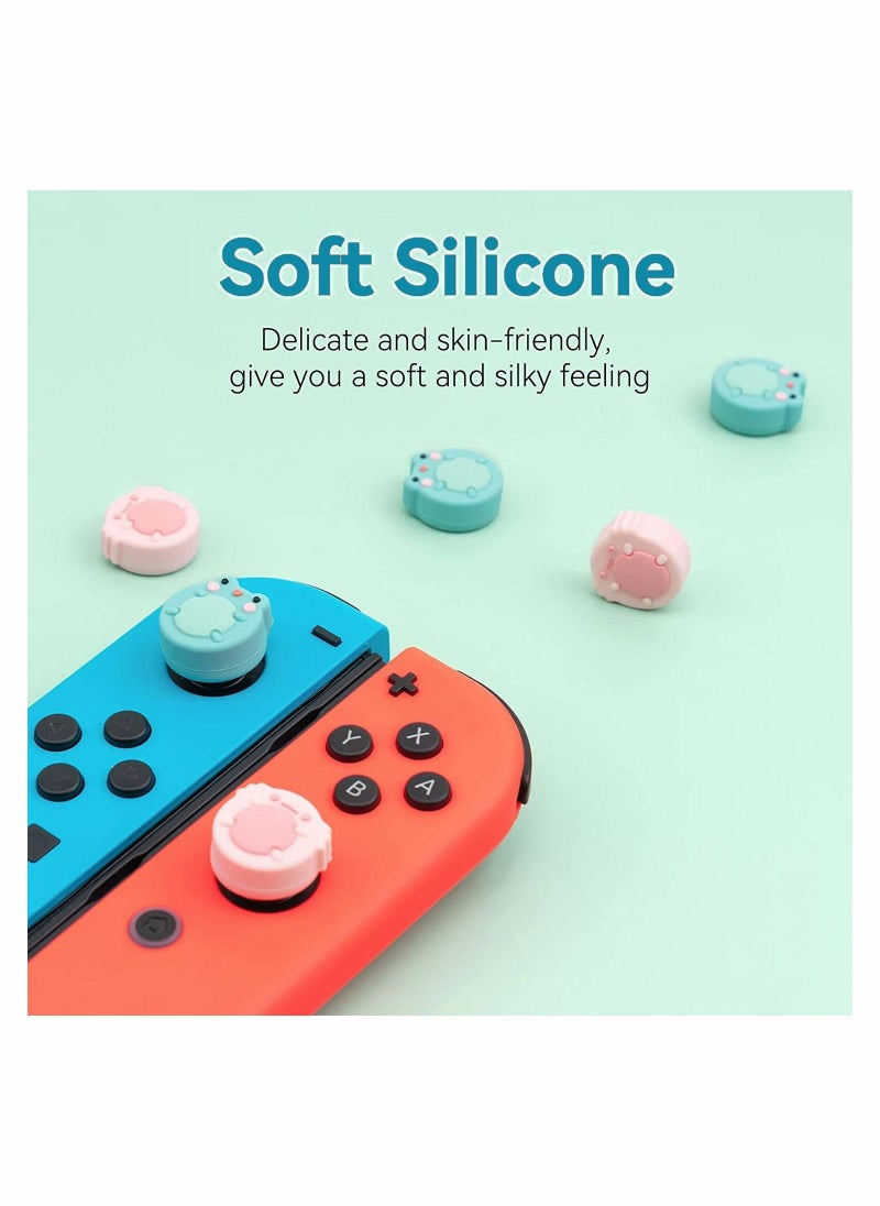 Cute Switch Thumb Grip Caps Compatible with OLED Lite Console Animal Theme Soft Anti-slip Silicone Analog Stick Button Cover for Joy Con Controller 4PCS Joystick Cap